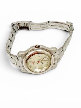 Vintage Robert Hugo Quartz Watch Men Silver Military Dial Japan Movt Analog